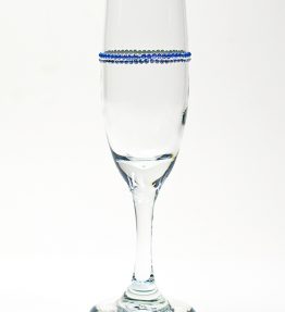 Blue and White decorated crystal Libbey Classic drinkware champagne flute drinking vessel 6.0oz w/Window Bag Encasement BG-4 Twinkler