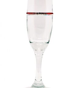 Red and White crystallized Libbey Classic drinkware champagne flute drinking vessel 6.0oz w/Window Bag Encasement RW-4 Twinkler